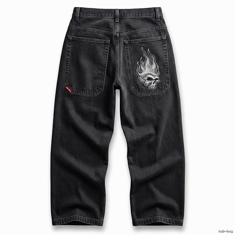 Y2K Fear of God Flame Black Denim Shorts